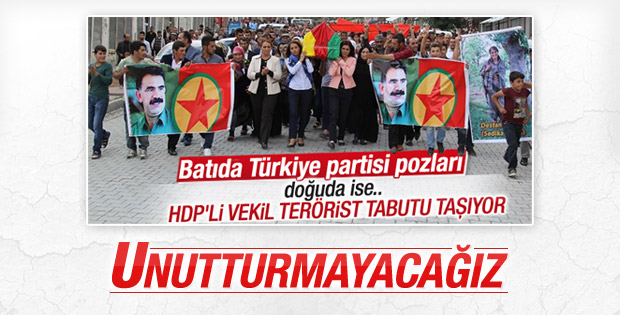 HDP’li vekil Tuğba Hezer PKK’lı teröristin tabutunu taşıdı