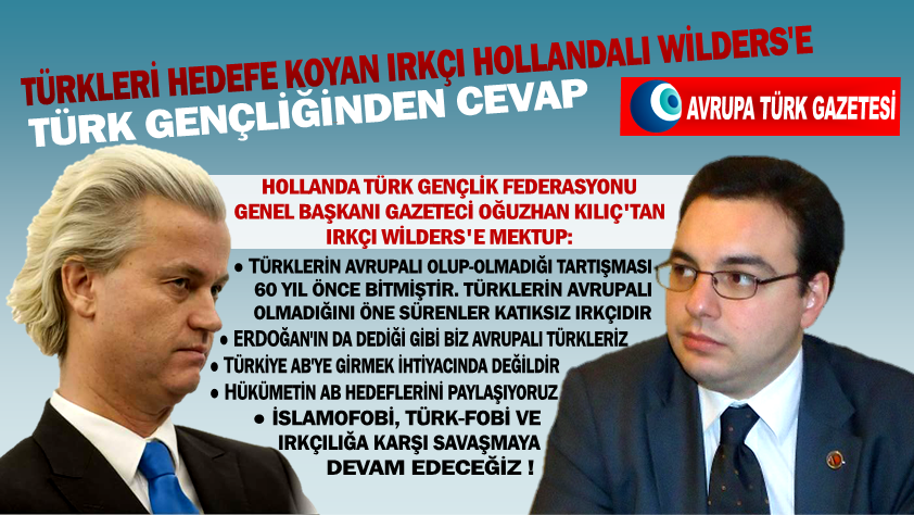 Türkleri hedefe koyan ırkçı Hollandalı Wilders’a Türk gençliğinden cevap gecikmedi