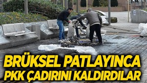 Belçika polisi terör örgütü PKK’nın Brüksel’deki çadırını kaldırdı