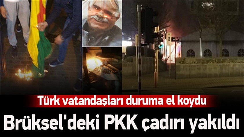 Belçika Türkleri PKK terör çadırına müdahale etti