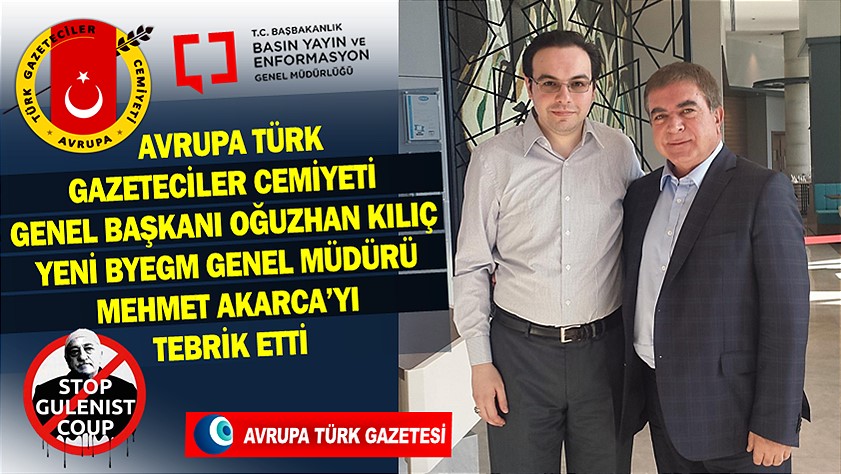 ATGC Genel Başkanı Oğuzhan Kılıç yeni BYEGM Genel Müdürü Akarca’yı tebrik etti