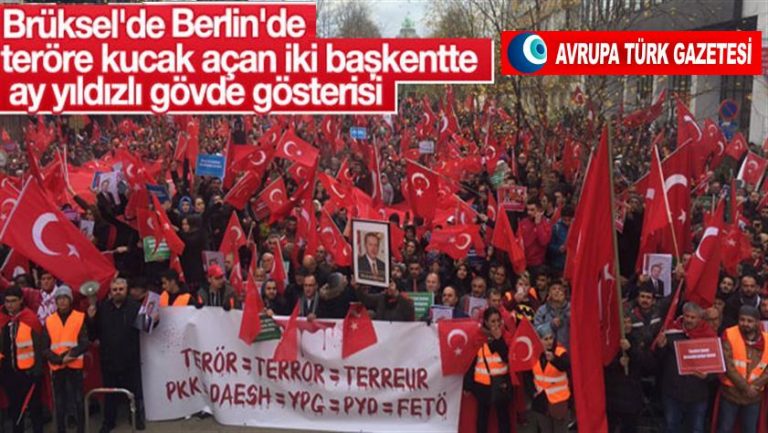 Brüksel ve Berlin’de ‘Teröre Hayır, Demokrasiye Evet’ mitingi