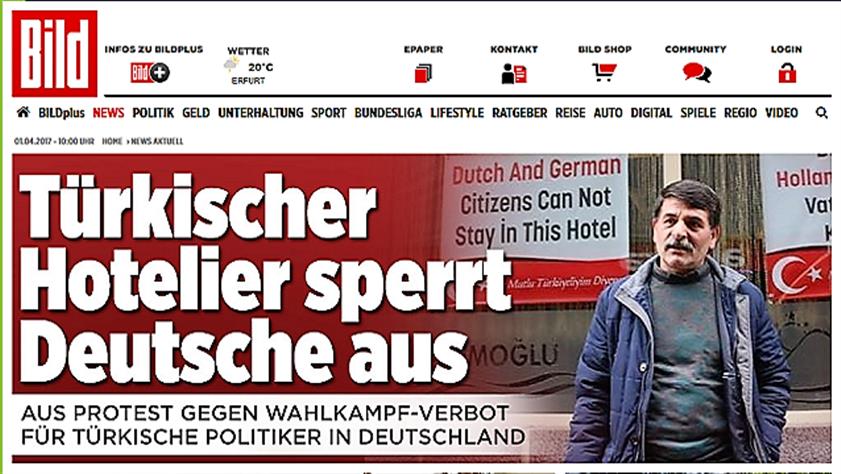 Ağrılı otelci Alman Bild Gazetesi’ne manşet oldu