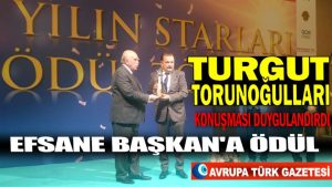 ‘Efsane Başkan’ sloganları altında kürsüye çıkan Turgut Torunoğulları yeni bir ödül aldı
