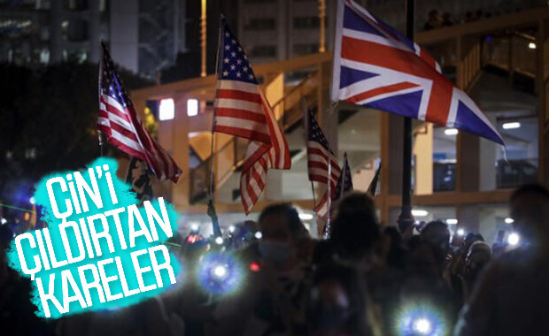 Hong Kong’ta ışıklı protesto